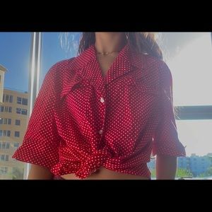 Vintage 1960s Red Polka Dot Shirt